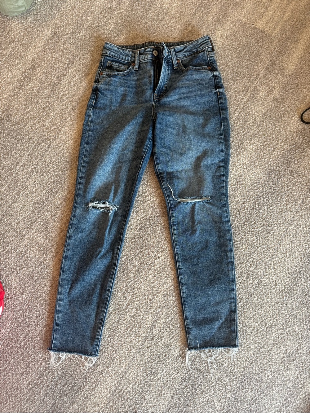 Old Navy Women's Ankle Crop Jeans - Dark Blue Distressed